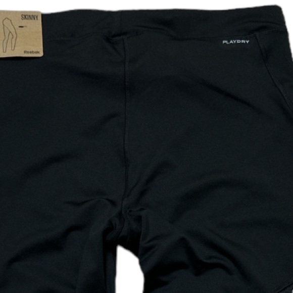 Reebok Sport XL Playdry Black RE Tight Workout Skinny Fit Mesh Panel Zipper Hem - Picture 3 of 13